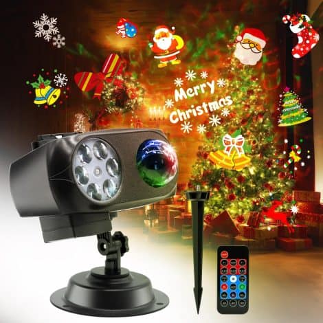 Proiettore di luci di Natale impermeabile, con effetto onde oceaniche HD luminoso da 15 W, 12 diapositive 96 immagini, regalo per Halloween e Natale.