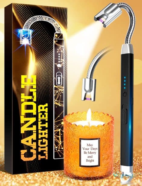 Accendi Candele Elettrico con Lampada LED, Accendino Usb Ricaricabile per la Cucina. Regalo originale e utile per Mamma, Nonna e Donna.