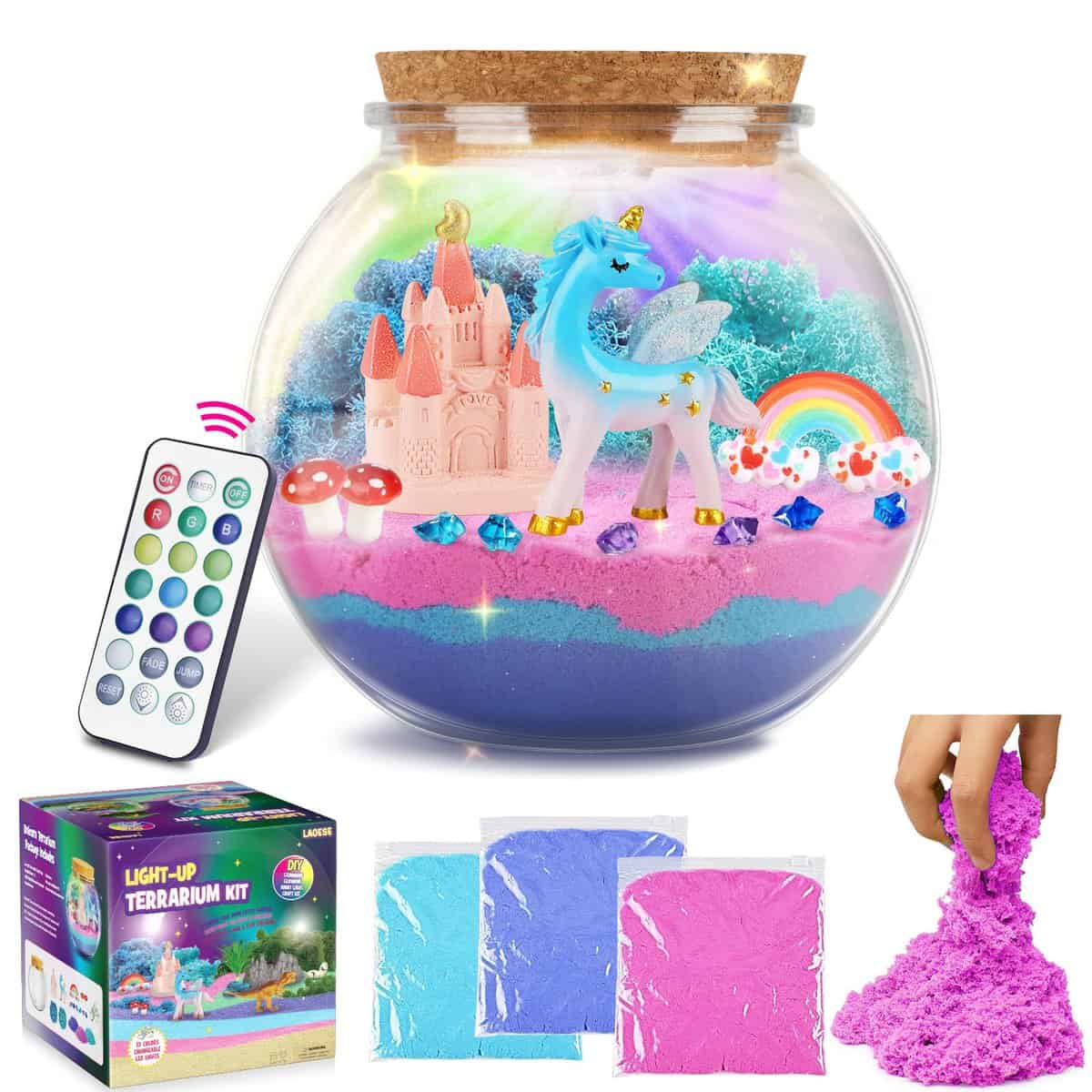 Regali Unicorno per Ragazze - Kit Terrario Unicorno per Bambini - Regalo di Compleanno per Ragazze di 4 5 6 7 8-12 Anni - Giocattoli Unicorno per Ragazze - Kit Arti e Mestieri per Bambini