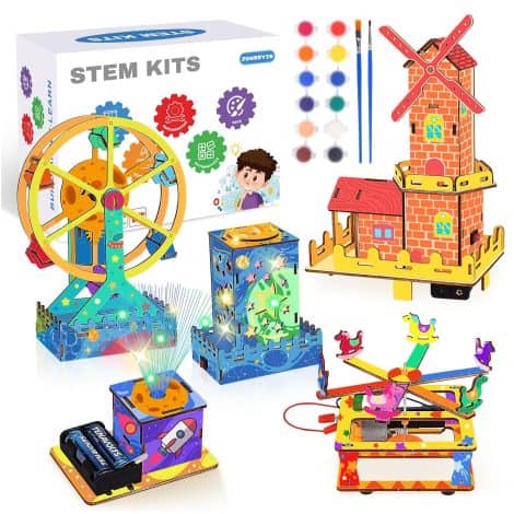 Puzzle 3D in Legno Parco Divertimenti da Costruire, Giocattolo Fai-da-Te Natale Bambini 8-12 anni.