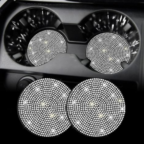 SINGARO 2 sottobicchieri per auto con antiscivolo, design integrato, in cristallo lucido, regalo per lei.