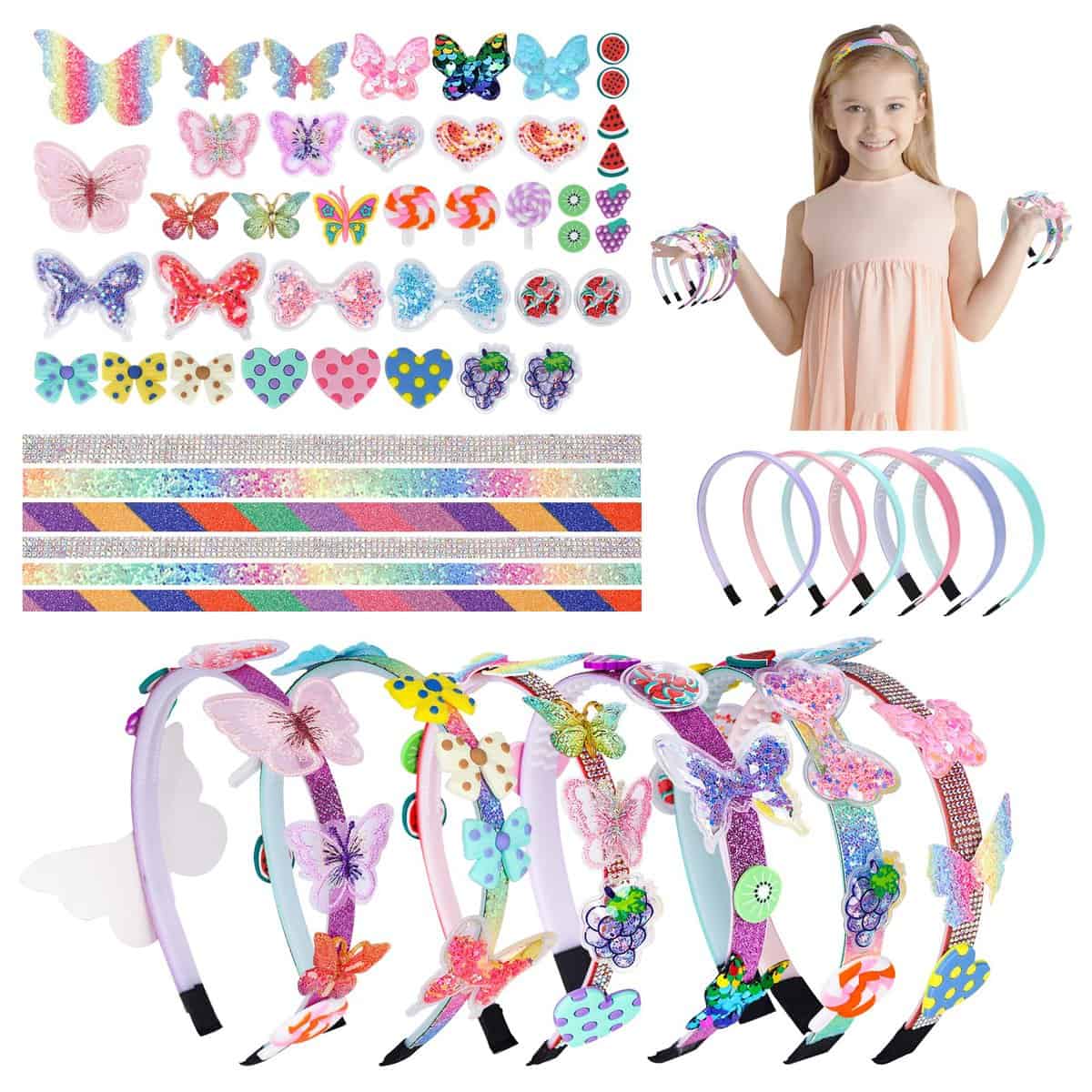 Celecstan Kit per Realizzare Fasce per Capelli con Fiori per Ragazze – Bomboniere Creative per Le Feste di Natale per Bambini