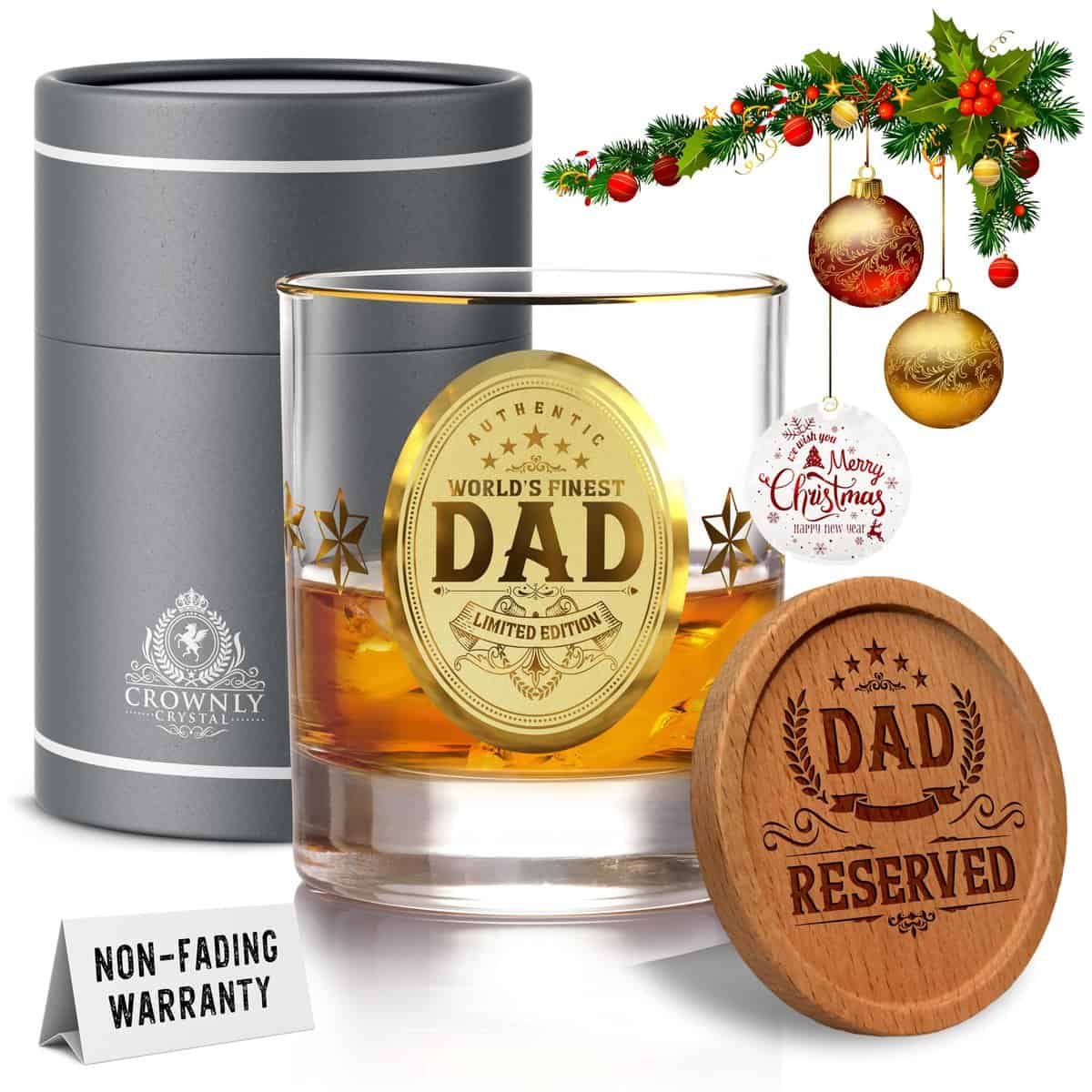 CROWNLY CRYSTAL Kies Gift® Oro Bicchiere Di Whisky Regalo Papa Regalo Uomo Personalizzato Bicchieri Idee Regalo Uomo Regali Papa Regalo Per Papà compleanno Regali Per Lui Regali Uomo Regalo Dei Genitori Originali