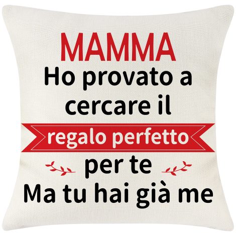 Fodere Cuscini Divano Merclix Mama 45×45, Divertenti Regali per il Compleanno o il Natale della Mamma. Idee Regalo per la Festa della Mamma.