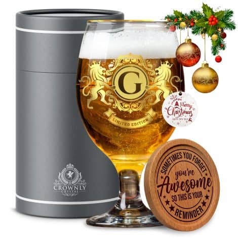 Bicchieri da birra maschili in cristallo CROWNLY CRYSTAL® – il regalo ideale per papà, fidanzato, nonno, zio.