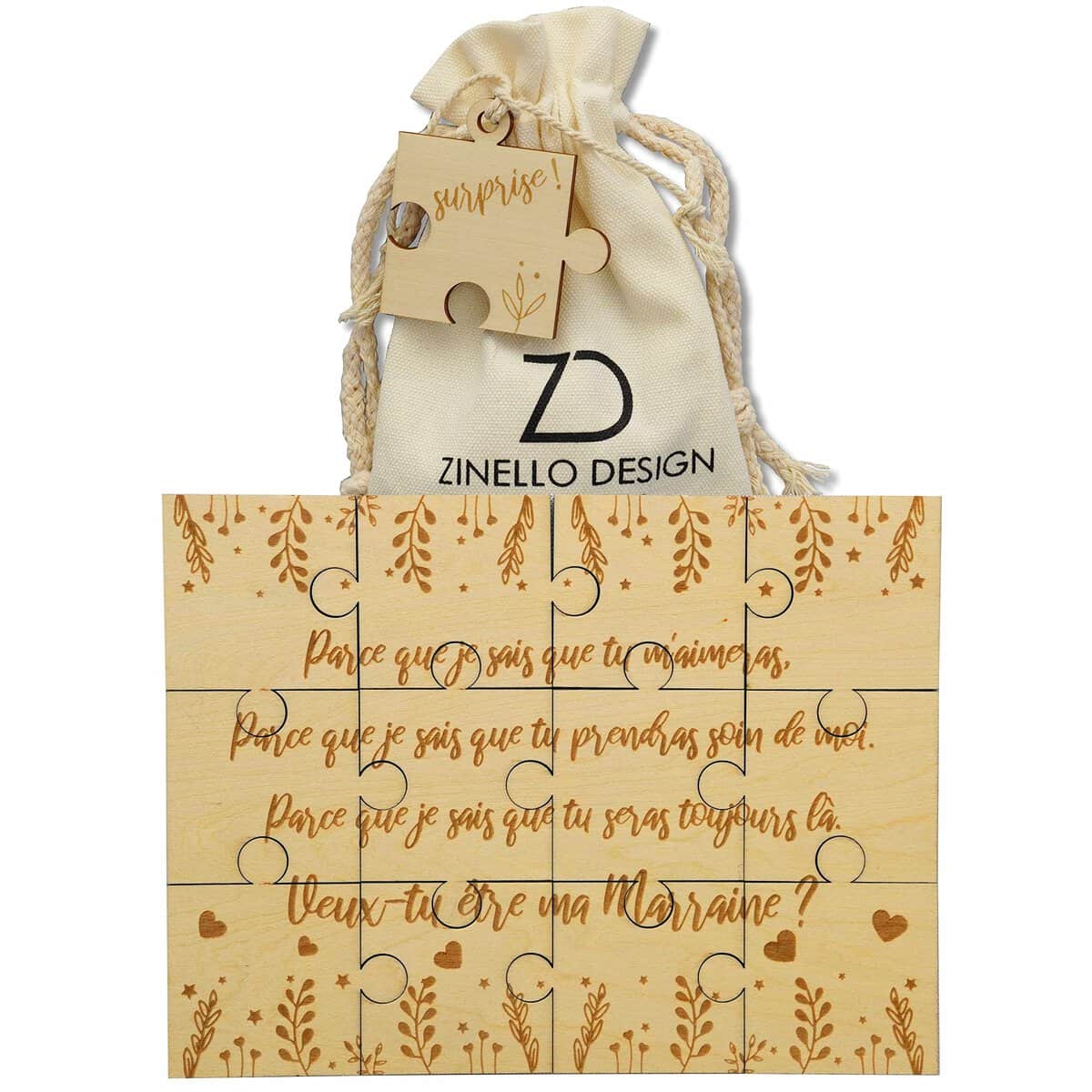 Puzzle in legno per annunci di gravidanza per madrina, idea regalo rompicapo originale e personalizzato per fare la vostra richiesta, annuncio divertente e insolito nascita del bambino, consegnato in