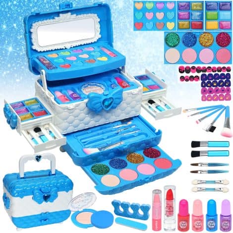 Kit trucco sicuro per bambine, ideale come regalo di compleanno o Natale per ragazze dai 3 ai 12 anni.