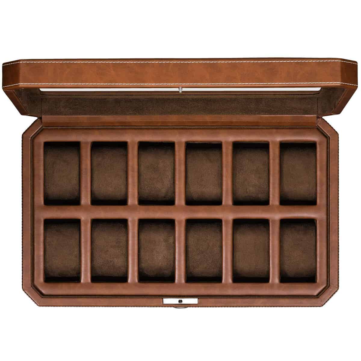 ROTHWELL 12 slot guarda pelle di sicurezza - l'esposizione della vigilanza di lusso della cassa organizzatore, microsuede liner, monili di chiusura mens holder orologi, uomini di scatole