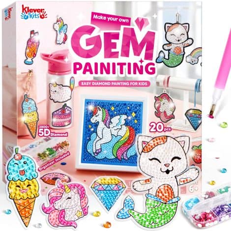 Kit per pittura con diamanti per bambini con grande gemma 5D per ragazze dai 4 ai 12 anni.