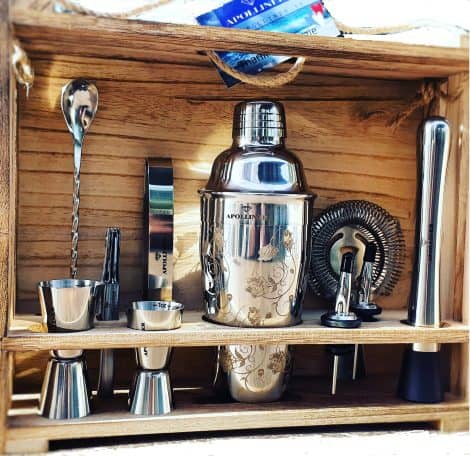 APOLLINER: Set Cocktail Completo 15 PZ, Supporto in Legno Regalo Uomo/Donna.
