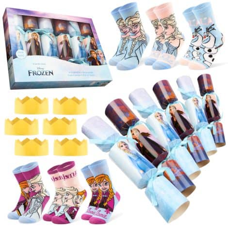 Disney Scatole Natalizie con Calzini Divertenti di Stitch Marvel Frozen – 6 Regali Originali con Gadget (Blu/Viola Elsa Bambini)