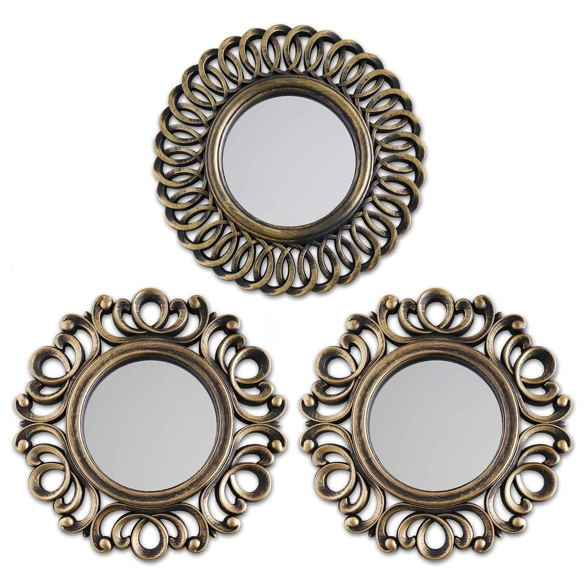 BONNYCO Specchio da Parete 3 Pezzi Specchio per Decorazioni Casa, Camera da Letto e Soggiorno | Specchio Rotondo da Parete Decorativo e da Appendere | Idee Regalo Originali Donna e Mamma