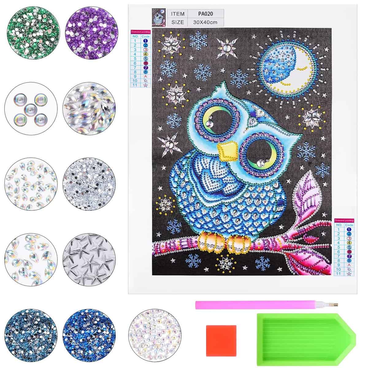 Diamond Painting Immagini per Ragazze Regali 9 10 11 12 Anni, 5D Gufo per Bambini, Accessori Full