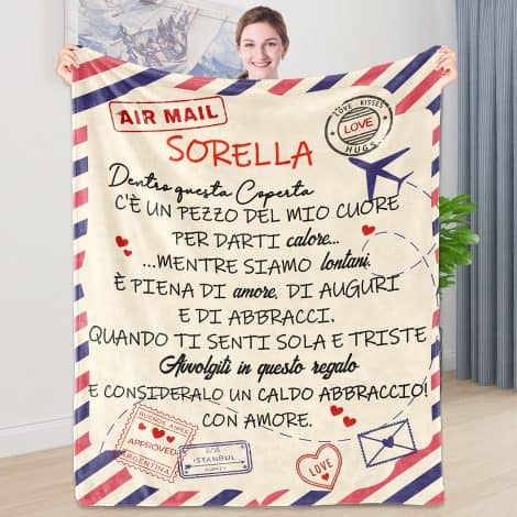 Regalo Speciale per la Sorella: Coperta di Flanella Shoppawhile, 130 x 150cm. Idee Regalo per Natale e Compleanno della Sorella.