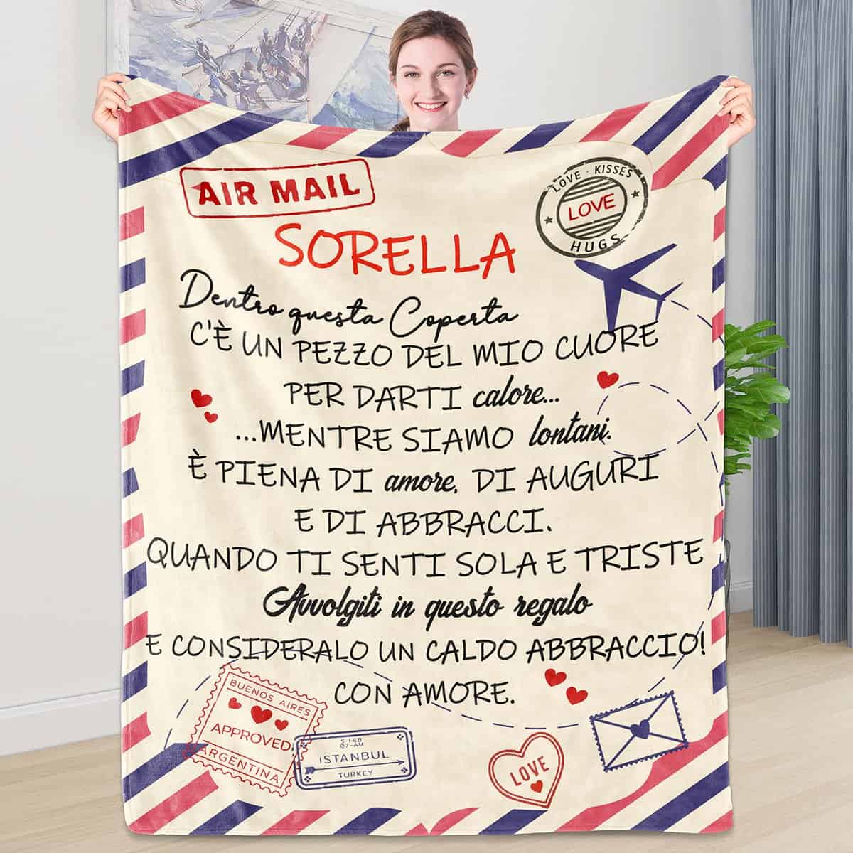 Shoppawhile Sorella Flanella Coperta 130 x 150cm Regalo Sorella Compleanno Natale Speciale Regalo per Sorella Idee Regali Sorella