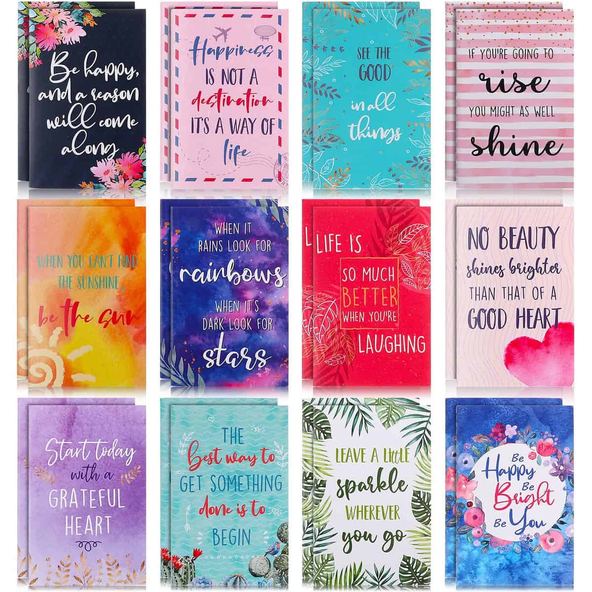 Containlol 24 Taccuino di Ispirazione Mini Notepad Tascabili Motivazionali Colorati Piccolo Quaderno per Diario Forniture per Insegnanti Donna Scuola Casa Regalo da Viaggio, 12 Stili (Stile Adorabile)