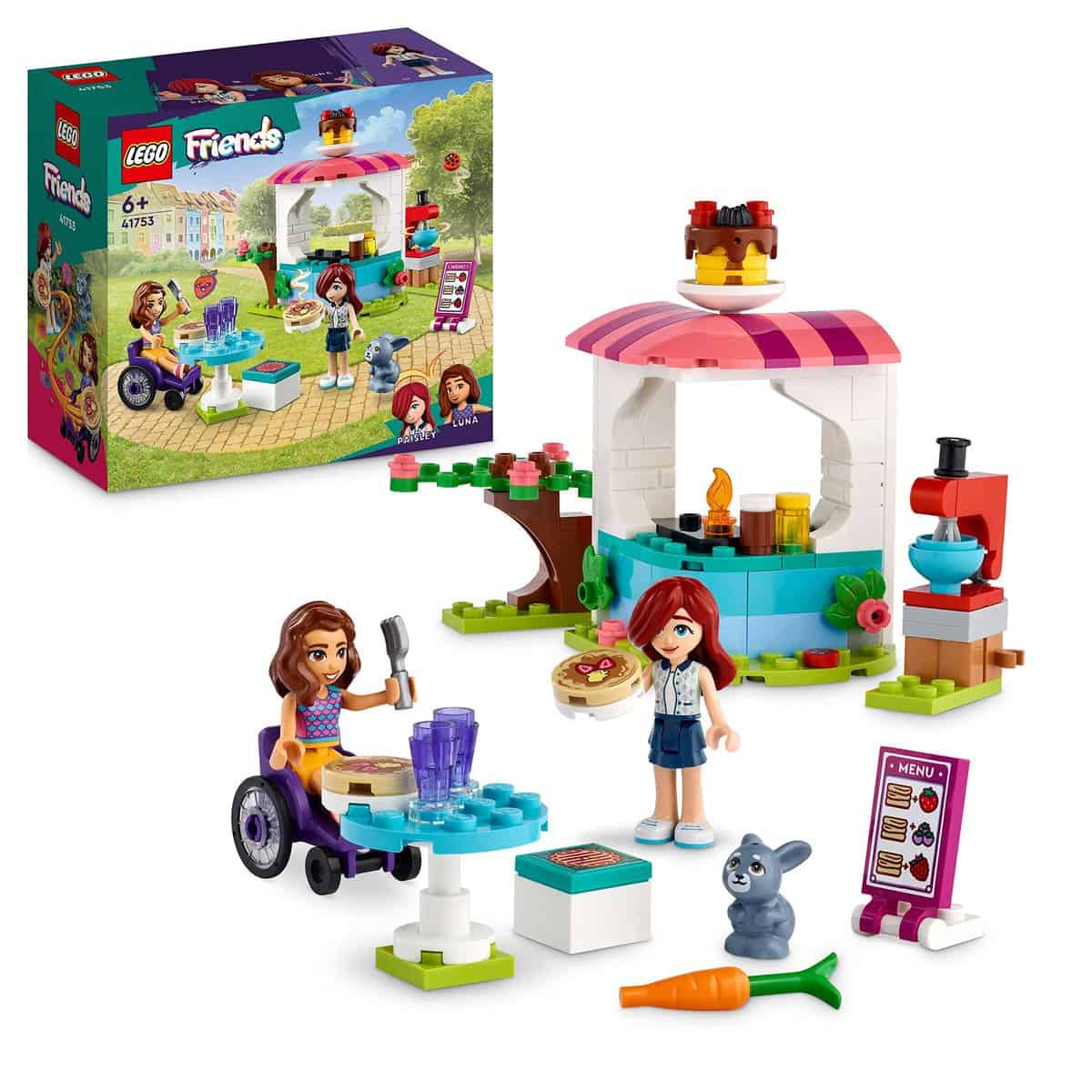 LEGO 41753 Friends Negozio di Pancake, Set Giochi Creativi per Bambini e Bambine dai 6 Anni con le Mini Bamboline Paisley e Luna e Coniglio Giocattolo, Piccola Idea Regalo