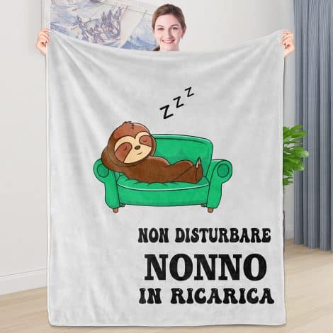 Shoppawhile Coperta Flanella 130 x 150cm, l’ideale regalo per festeggiare il compleanno o il Natale con il nonno. Festa dei Nonni.