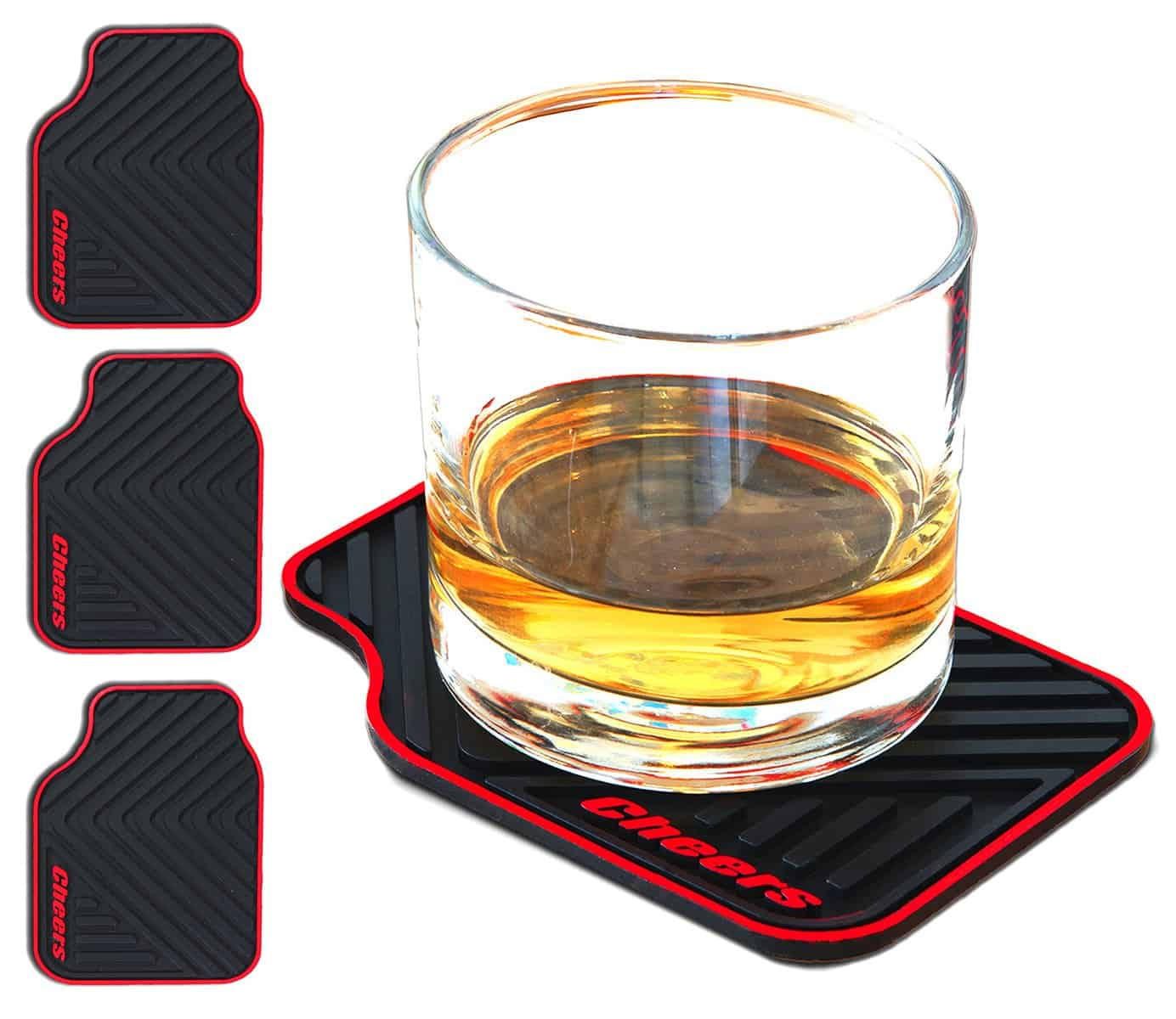 Triple Gifffted Sottobicchieri In Silicone, Regali per Uomini, Donne, Idee Regalo Di Compleanno per Gli Amanti Dell'auto, San Valentino, Lui, Festa Del Papà, Nero, 4