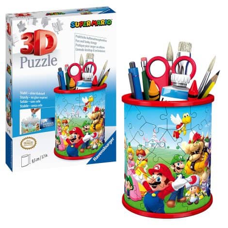 Ravensburger – Puzzle 3D Portapenne Super Mario, 54 pezzi, per bambini da 6 anni+.