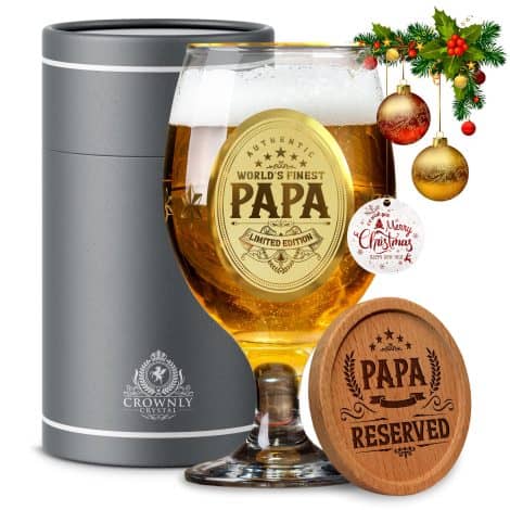 CROWNLY CRYSTAL® l’ideale per festeggiare papà: Set di bicchieri da birra personalizzati per compleanno, Natale e decorazioni maschili.