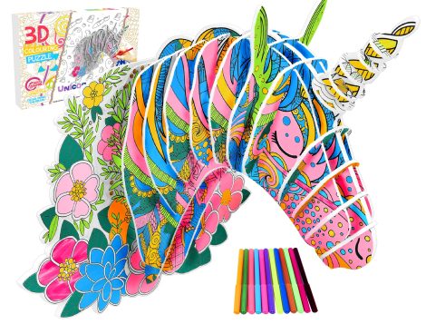 Puzzle da Colorare 3D, Kit Creativo per Bambini 6-12 anni, Regalo di Compleanno.