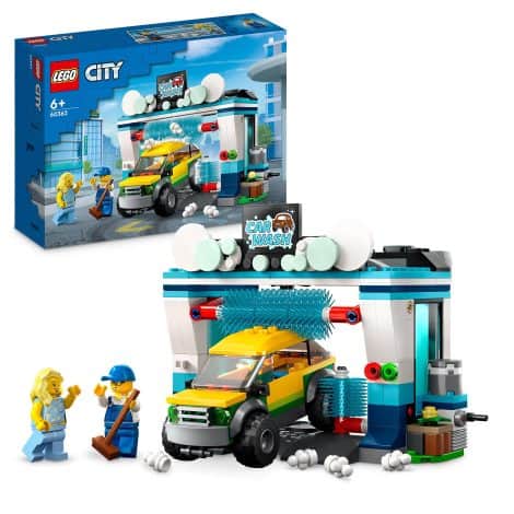 LEGO City Autolavaggio, Gioco per Bambini da 6 Anni, Set con Spazzole Rotanti, Macchina Giocattolo e 2 Minifigure, Idea Regalo per Bambini.
