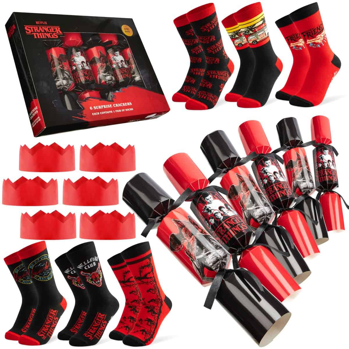 Stranger Things Christmas Crackers con Sorpresa - 6 Crackers Natalizi Adulti Decorazioni Natalizie da Tavolo