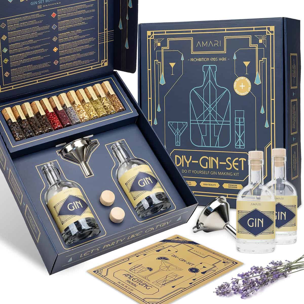 AMARI® | Set Gin fai da te - da realizzare da soli, set regalo con prodotti botanici - perfetto per la casa o come regalo, Gin Tasting - idee regalo fai da te, kit gin - Barman do you gin