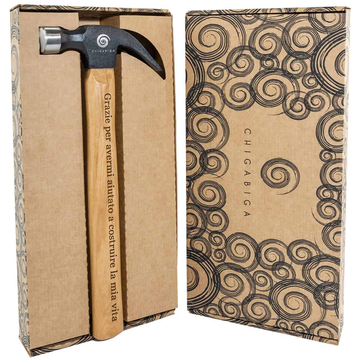 Chigabiga Martello personalizzato, regali originali per uomo, Natale, festa del papà, compleanno, fidanzato, San Valentino - Tre frasi disponibili (Grazie per avermi aiutato a costruire la mia vita)