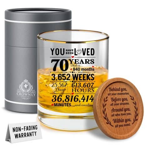 Kies® Regalo 70° compleanno uomo, whisky personalizzato per il nonno, decorazioni per 70 anni, regalo per lui.