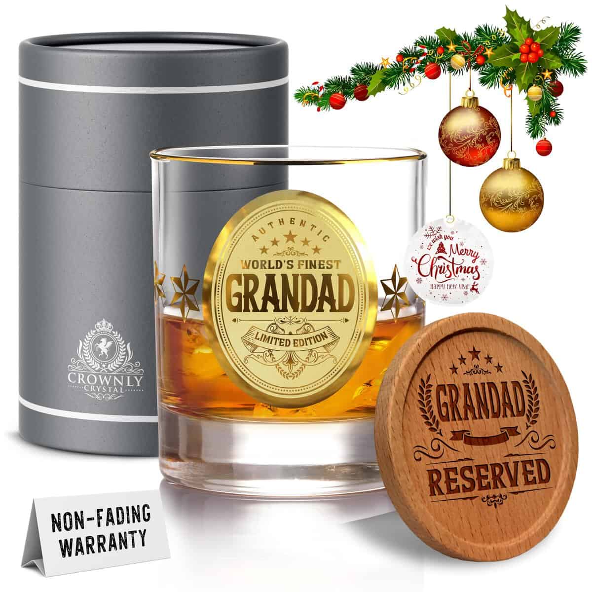 Kies®GIFT Oro Nonno Bicchiere Di Whisky Regalo Uomo Tazza Personalizzata Regalo Papà Adulto Regali Originali I Migliori Anni 60/70/80 Idee Regalo Nonni Cose Inutili Regali Divertenti Cocktail Tonic