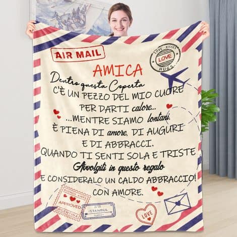 Copriletto Flanella Regalo Miglior Amica – Idee Regali Compleanno e Natale – 130 x 150 cm.