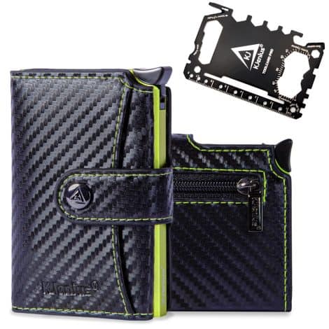 KJENIUS Dante | Portafoglio Uomo Slim RFID Protezione + Multitool 46 in 1 | Confezione Regalo Originale.
