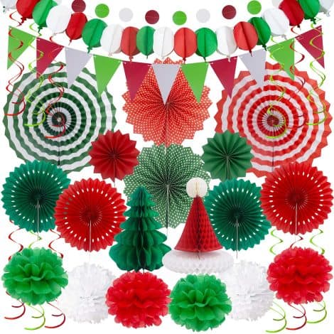 Kit per decorazioni natalizie di compleanno – Huryfox 33pz Accessori Natale, adatti a interni e giardini.