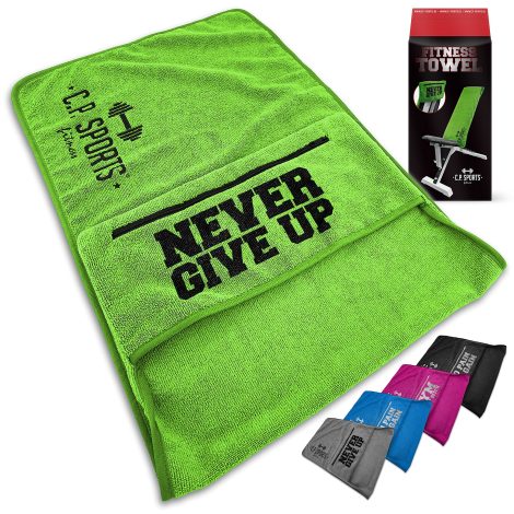 C.P. SPORTS – Asciugamano in microfibra per palestra, sport, extra morbido, colore: verde fluo.